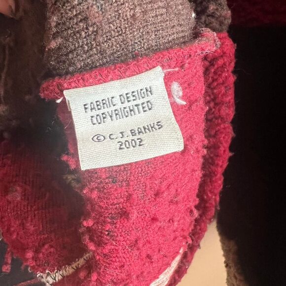 Rare vintage 2002 Patchwork Christmas Embellished Fleece Coat - Picture 6 of 8